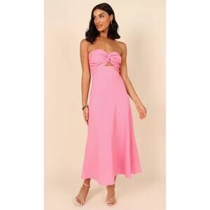 Petal & Pup Pink Strapless Twist-Front Maxi Dress